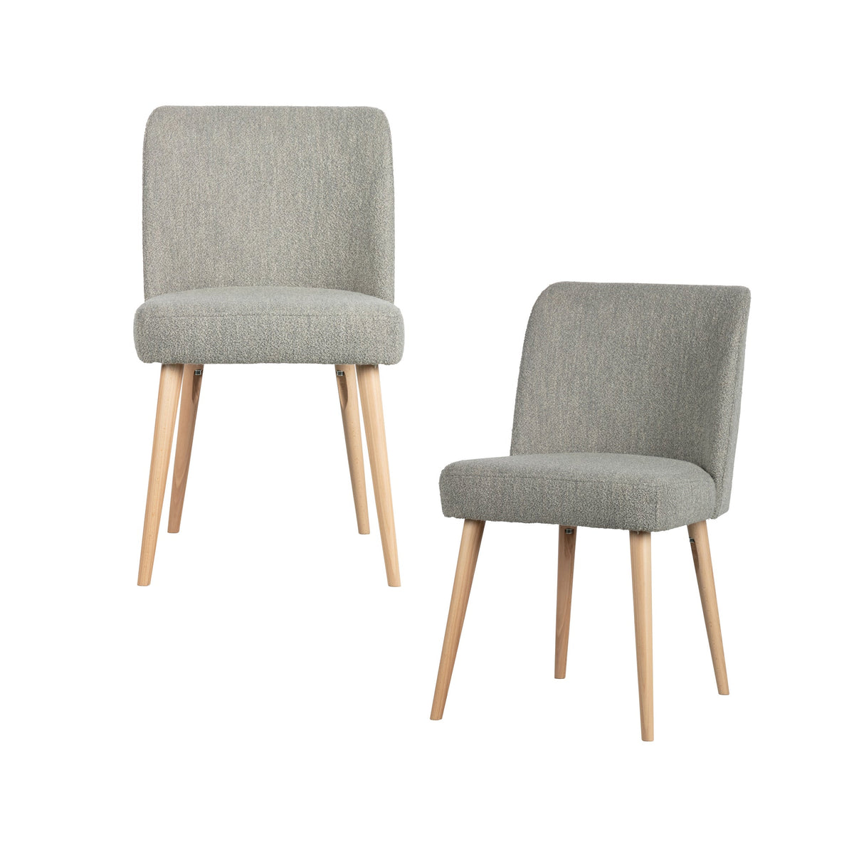 vtwonen eetkamerstoelen Force - Bouclé - Grijs - Set van 2