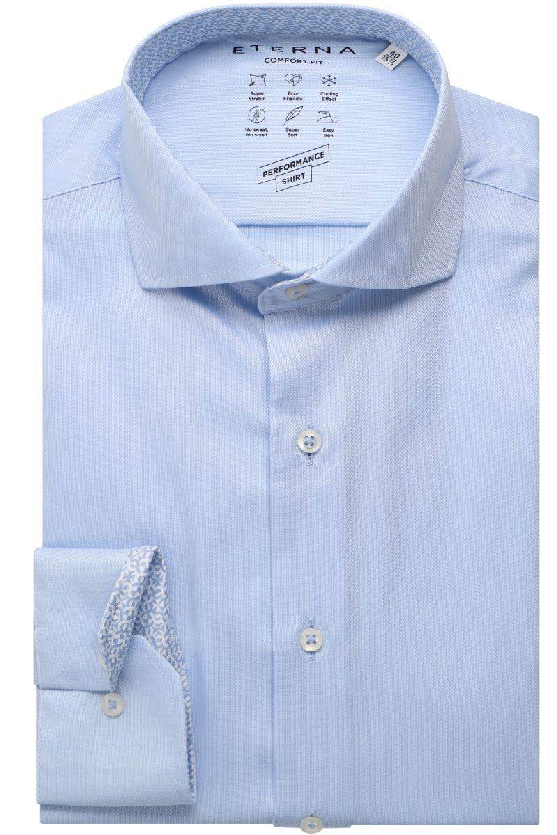 ETERNA Performance Comfort Fit Tencel Hemd mittelblau, Strukturiert