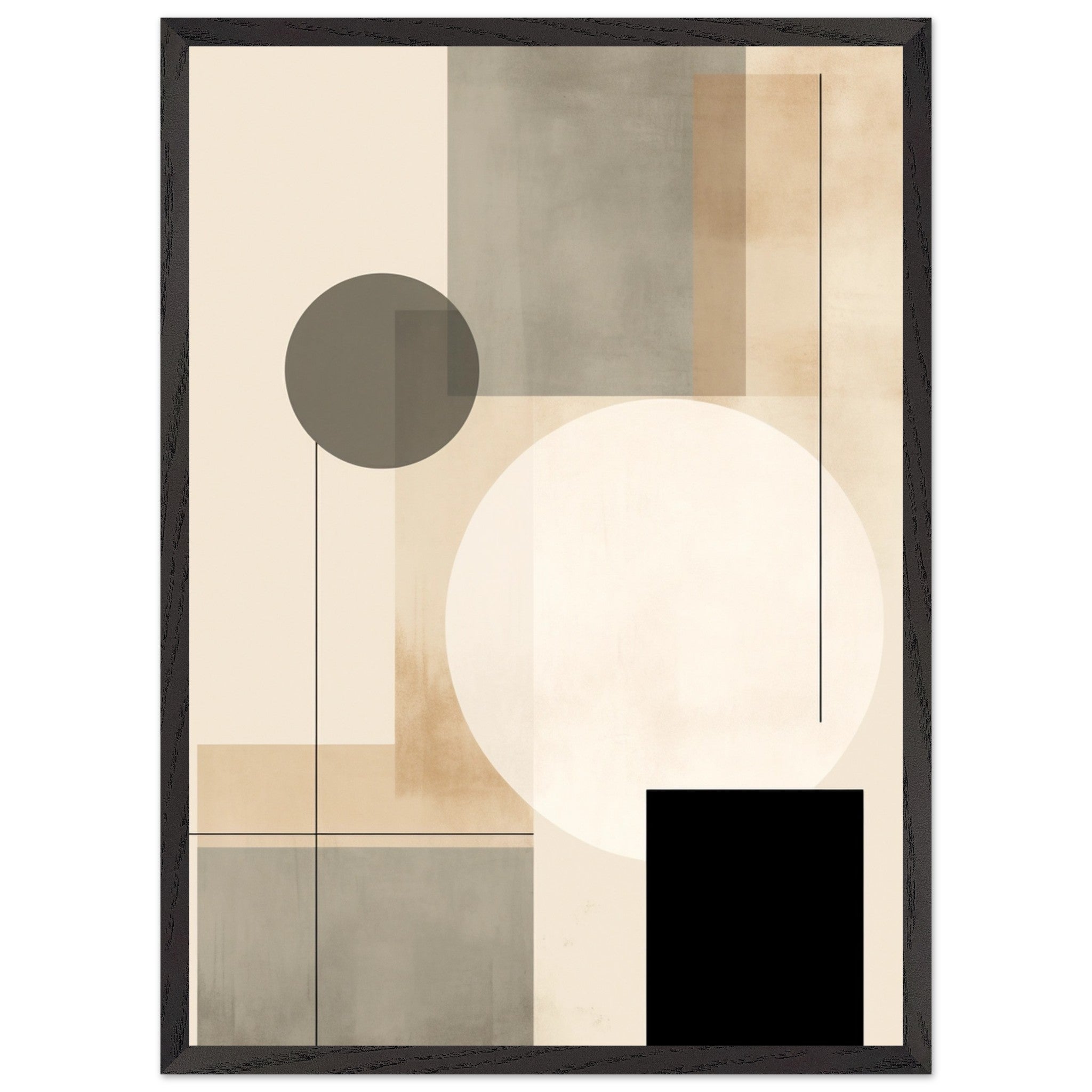 Artfulprints Poster met Lijst Japandi abstract  - 50x70 cm - Taupe