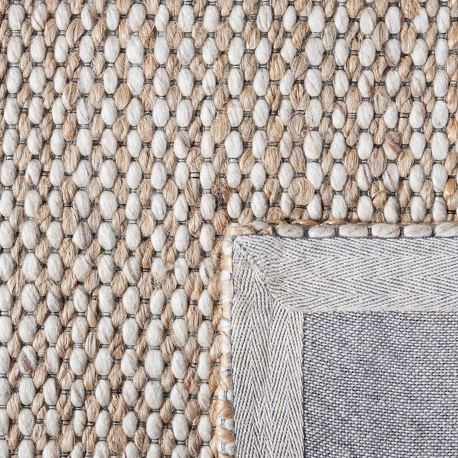 SAFAVIEH Natural Fiber Collection 8' x 10' Natural / Beige NFB553B Handmade Wool & Jute Living Room Dining Bedroom Area Rug