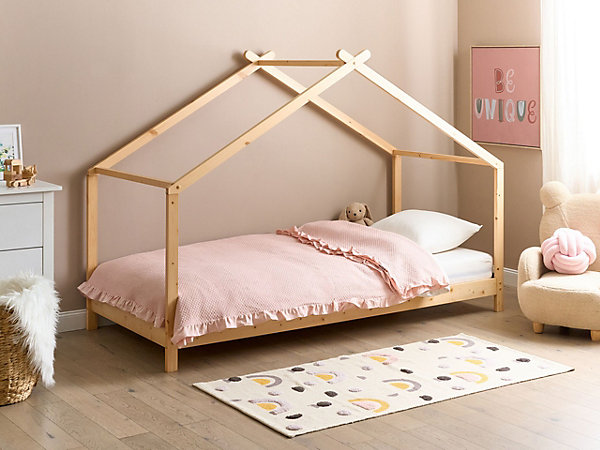 Lit d'enfant Maison Bois de pin ORLU 90 x 200 cm Marron clair