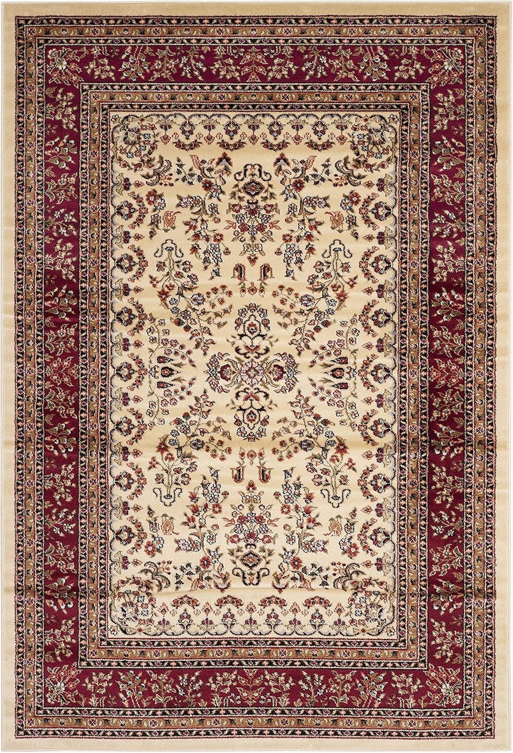 SAFAVIEH Area Rug 9x12 - Lyndhurst Collection - Large - Ivory & Red, Traditional Oriental Design, Non-Shedding & Easy to Clean, Ideal for Living Room, Bedroom, Dining Space (LNH331A)