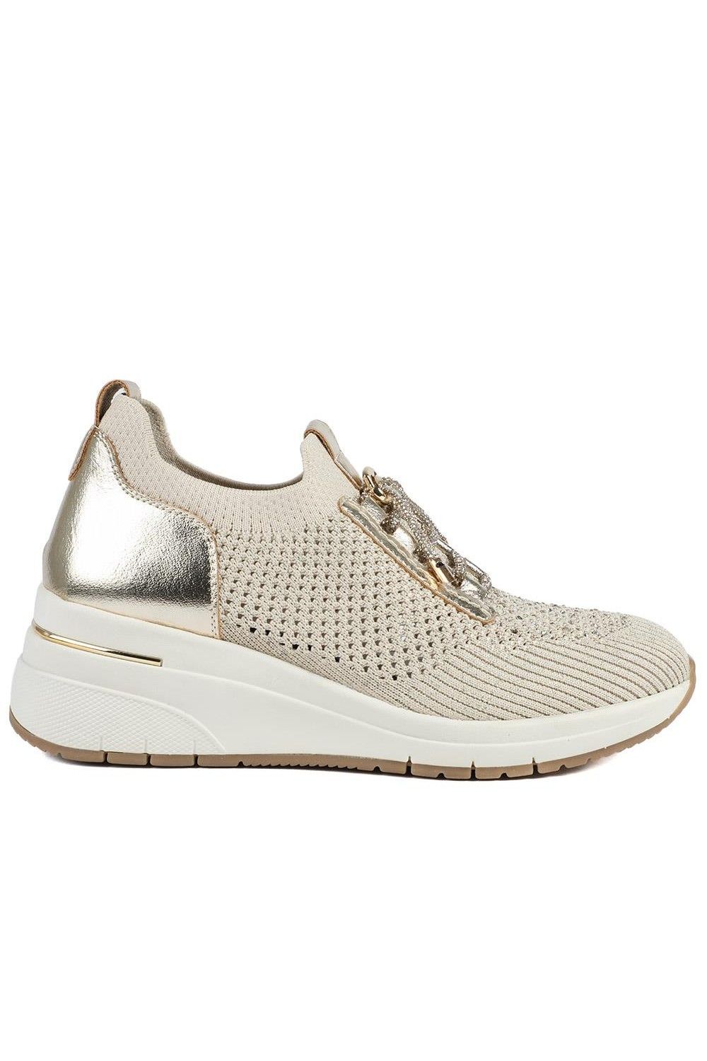 Pavers Knitted Slip On Wedge Trainers