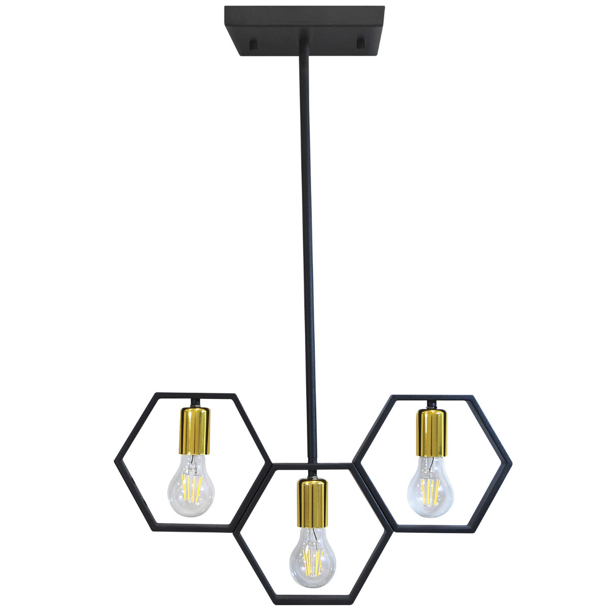 Lampa wisząca czarno-złota HONEY 3xE27x12W wym: 100x26x50 cm Polux