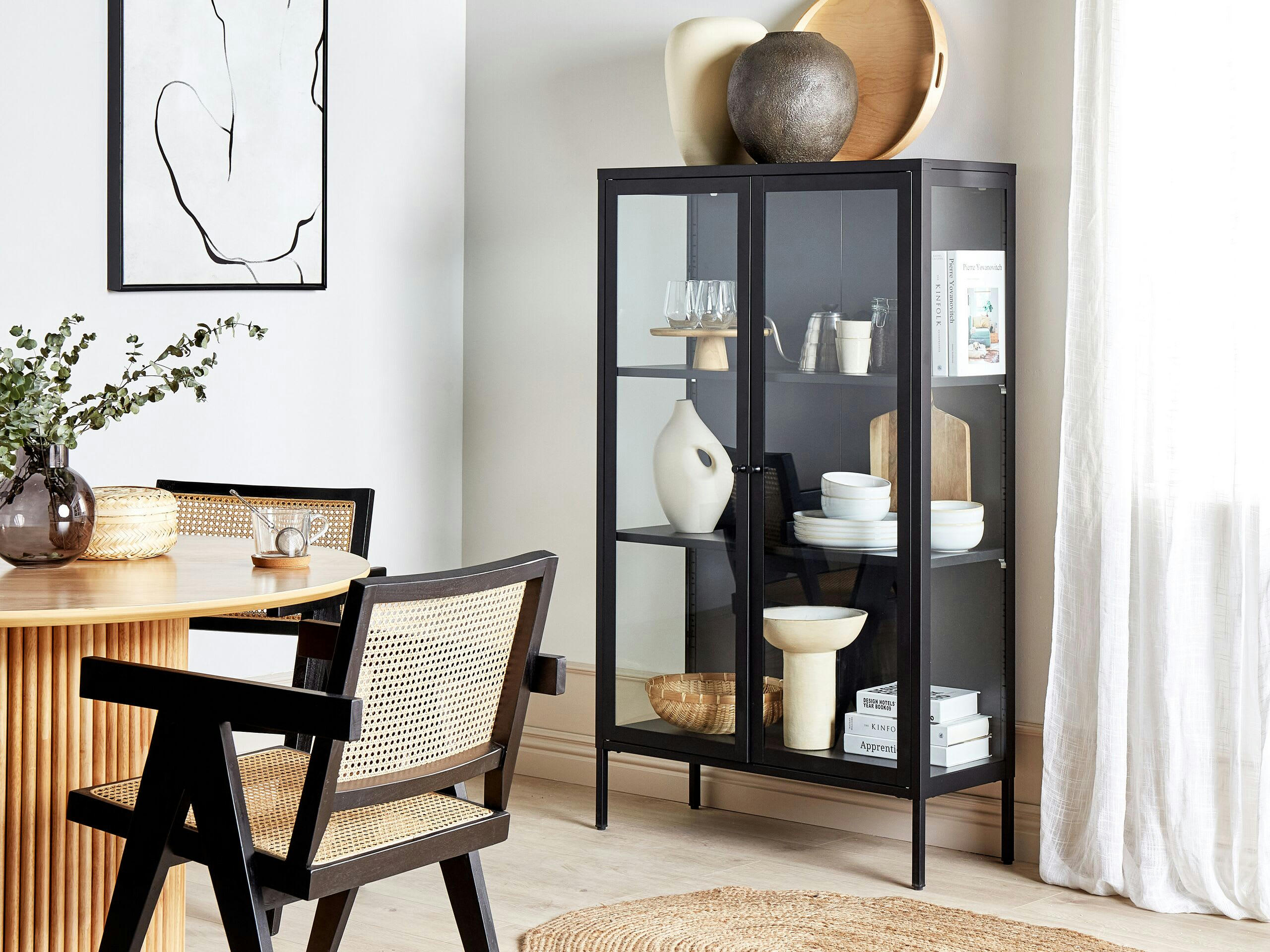 NASH - Armoire à vitrine en acier noir