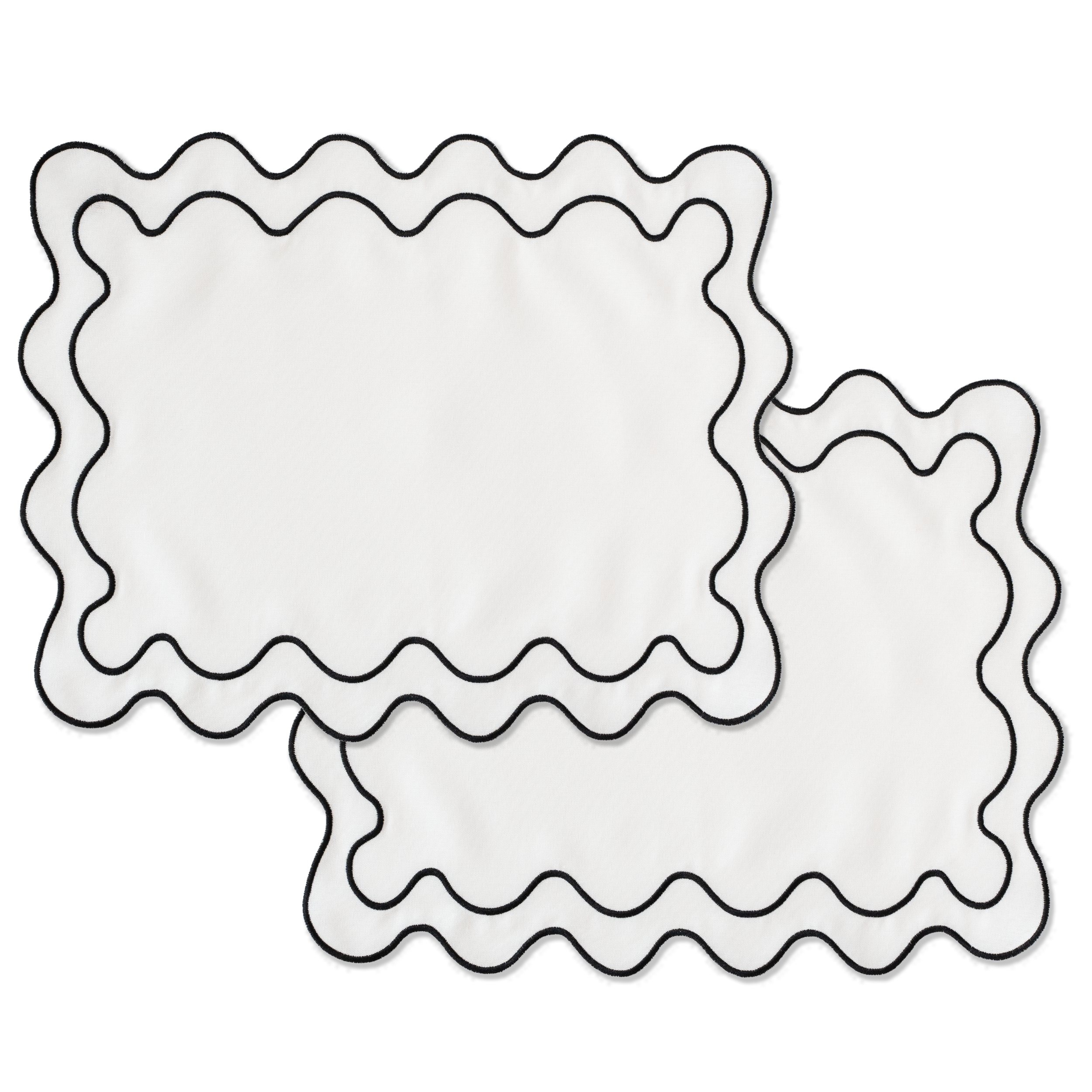 Kulu Club placemats Wavy - linnenmix - wit - set van 2