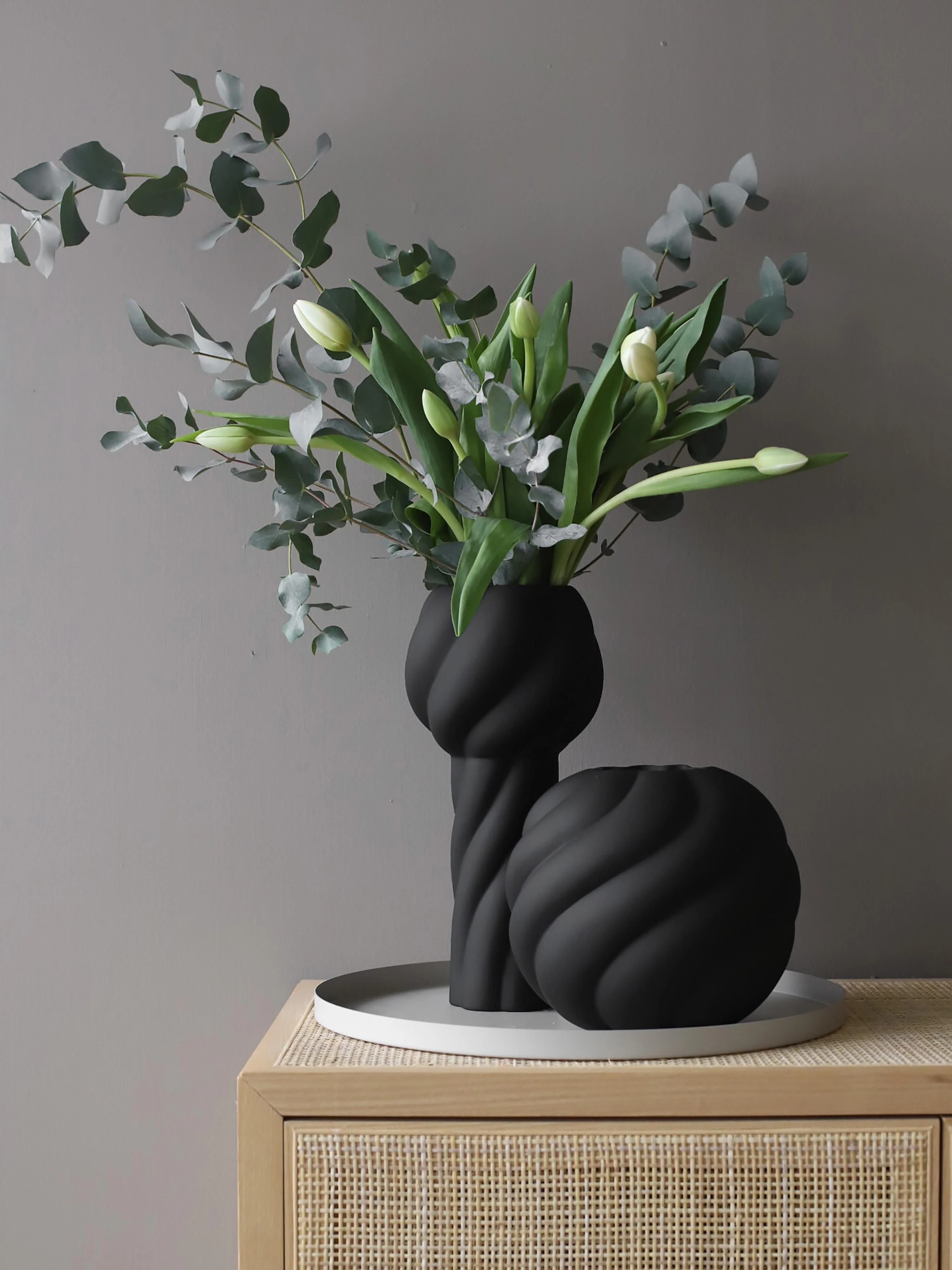 Handbemalte Keramik-Vase Twist Ball, H 20 cm