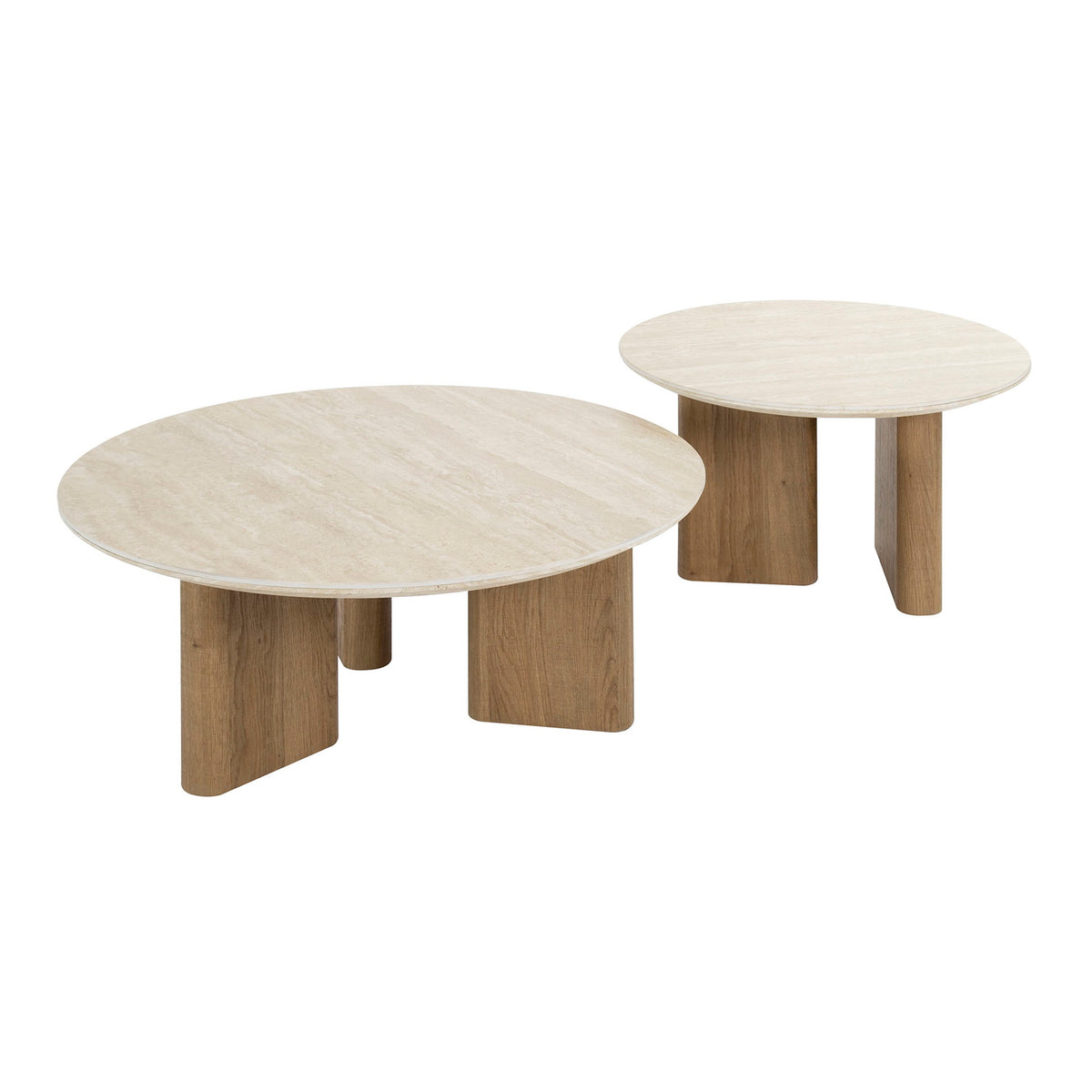 Giga Meubel Salontafel Romano - Travertin - Set van 2 - 76x76x30cm