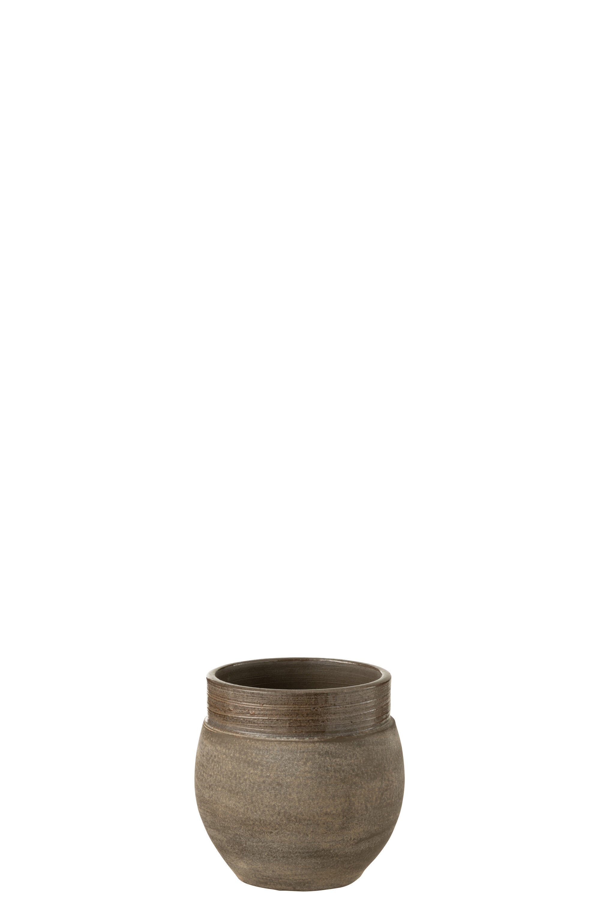 J-Line bloempot Gio - keramiek - bruin - extra small - 2 stuks - Ø 15 cm