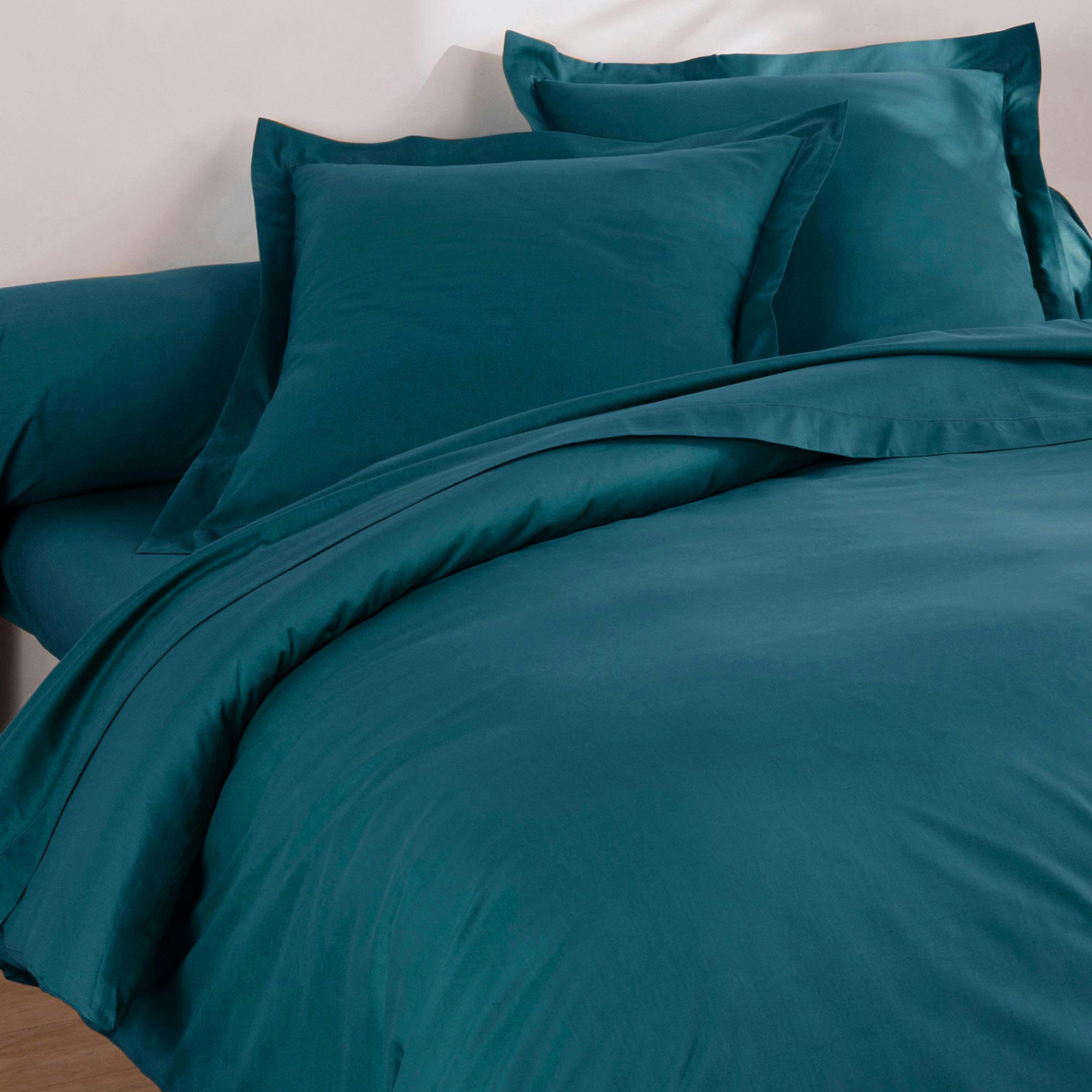 PERCALE 2015 - Housse de couette 200x200 bleu canard en coton