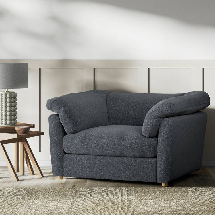 Habitat Wynn Fabric Cuddle Chair - Charcoal - Ash Leg