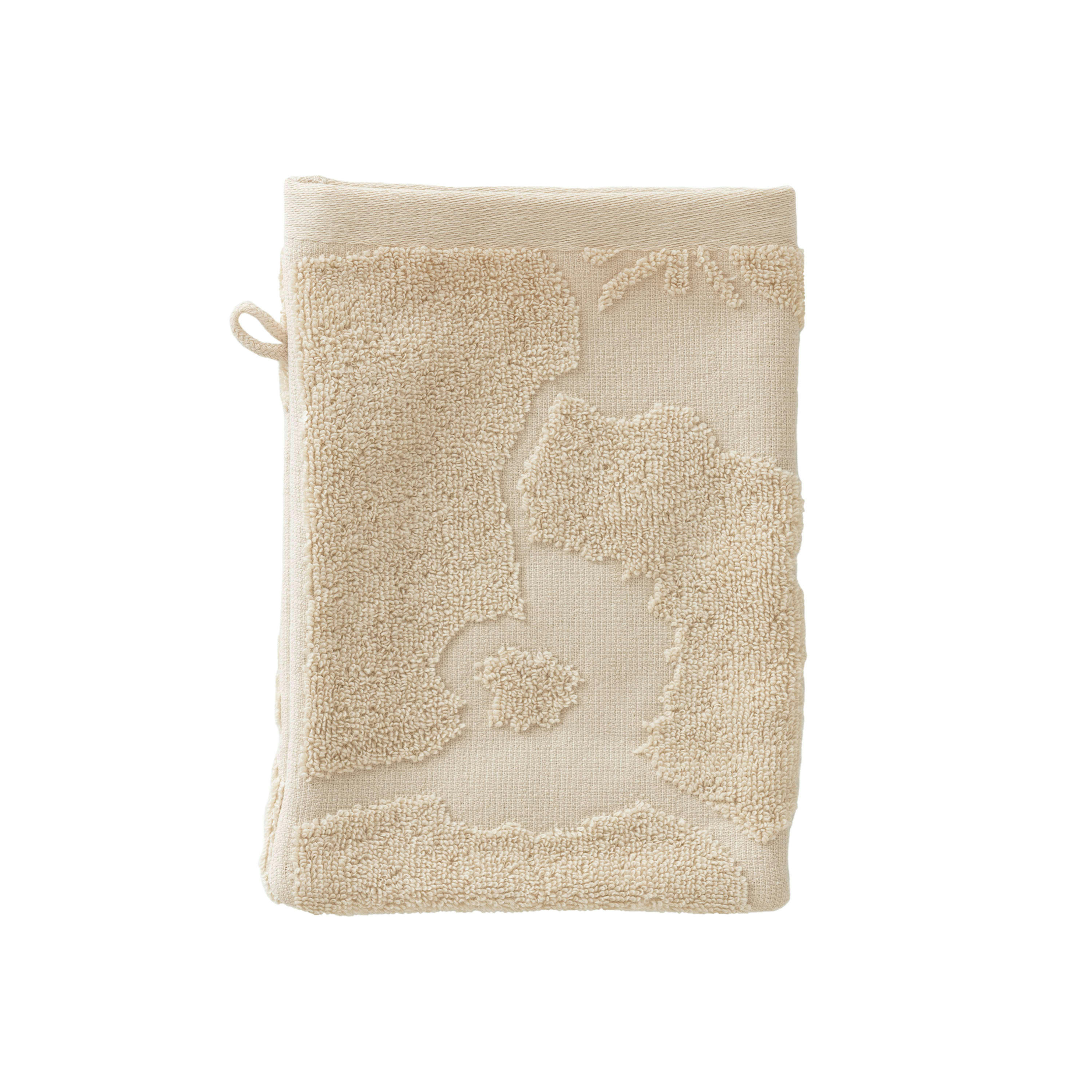 GISELE - Gant de toilette bouclette ciselé uni beige 15 x 21 cm