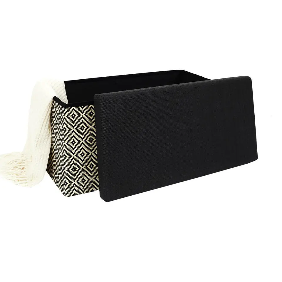 Home Deco Poefje - opbergbox - donkerbruin/zwart - 76 x 38 cm