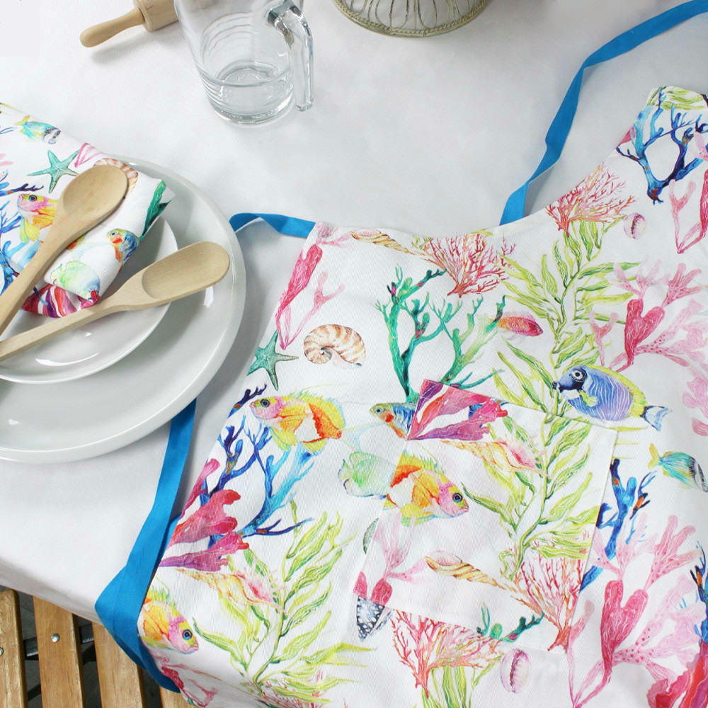 MILLE NOUMEA PARADIS - Tablier  pur coton multicolore 72x84