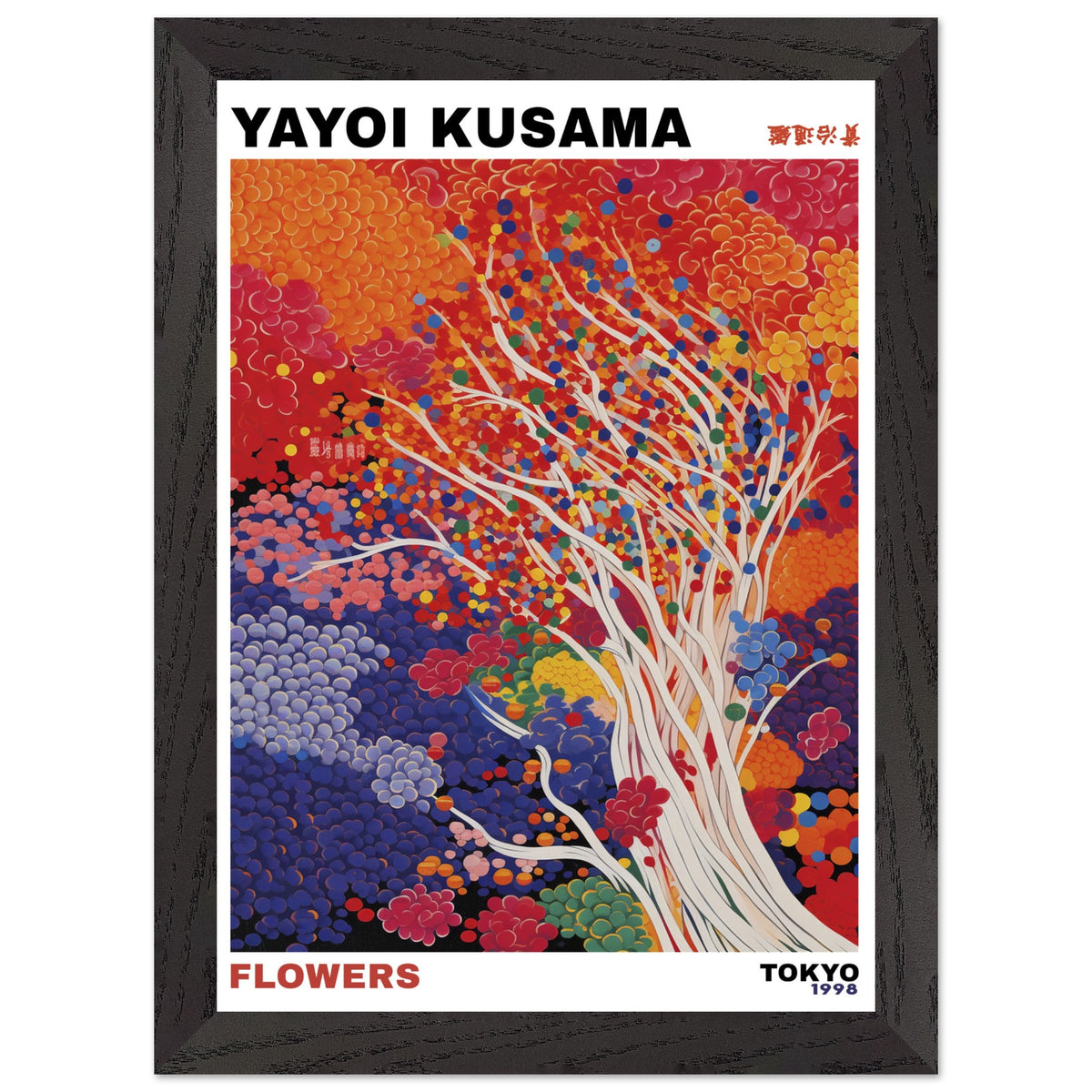 Artfulprints Poster met Lijst Yayoi Kusama - Artistic tree  - A4 21x29.7 cm - Meerkleurig