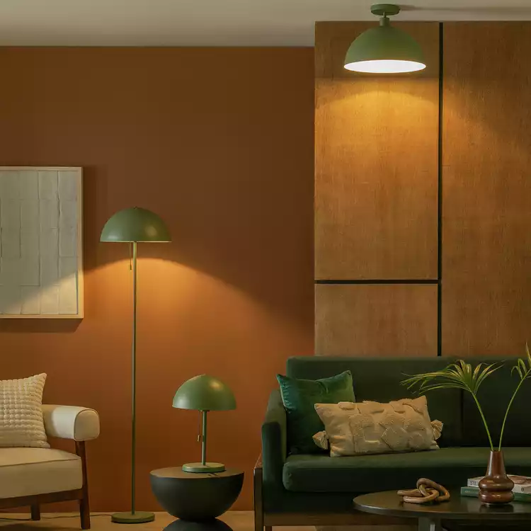 Habitat Steel Mushroom Flush Celling Light - Green