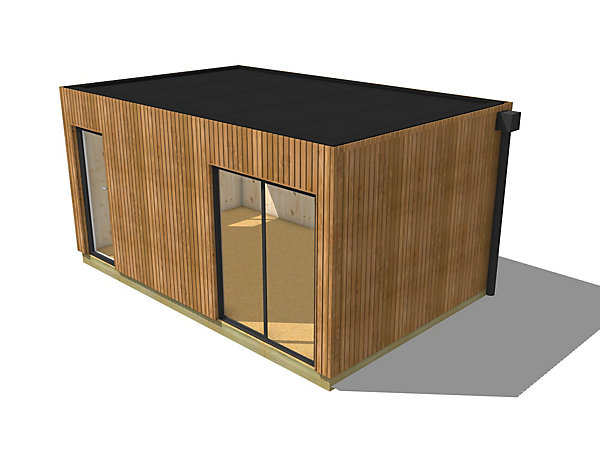 Bureau de jardin 4 saisons en bois 5,5 x 3,5 x 2,7 m / isolation RE2020 avec plancher isolé