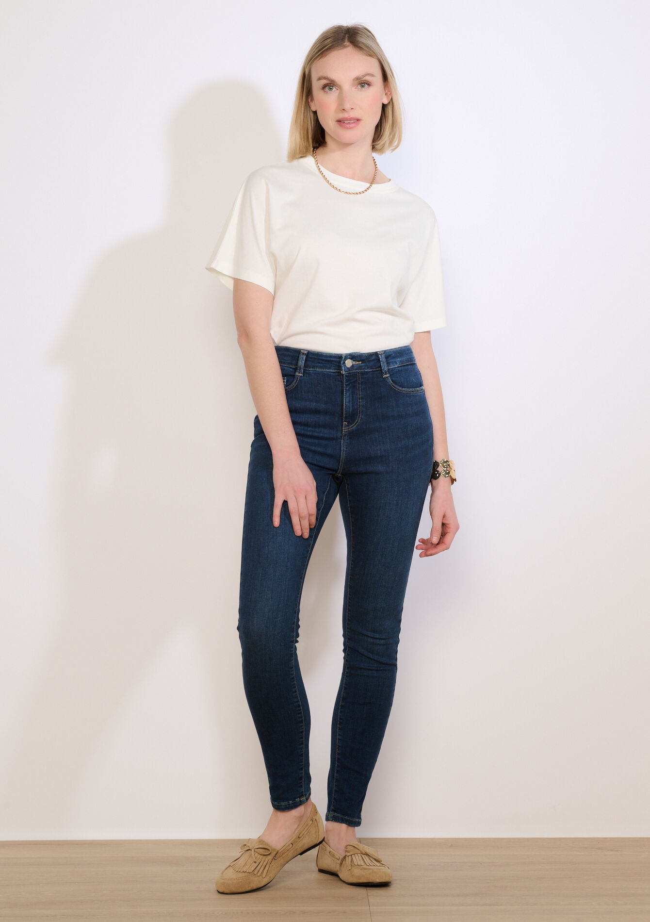 Skinny jeans met hoge taille