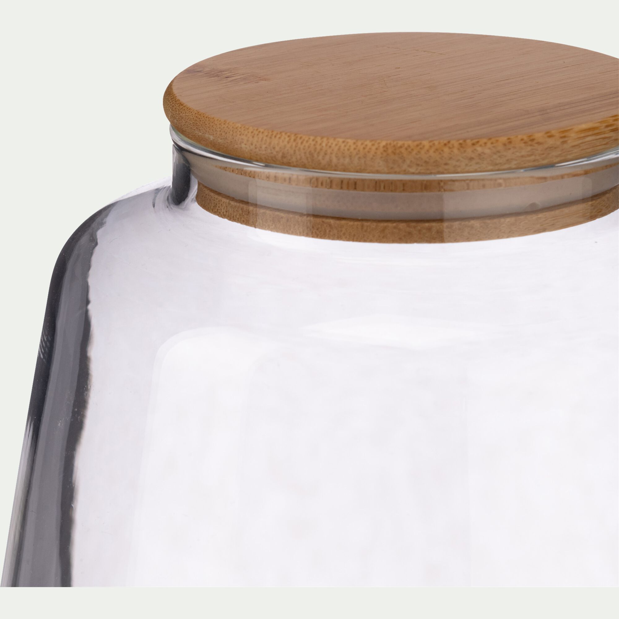 BOMBI - Bocal conique en verre avec couvercle en bambou 2,2L - transparent