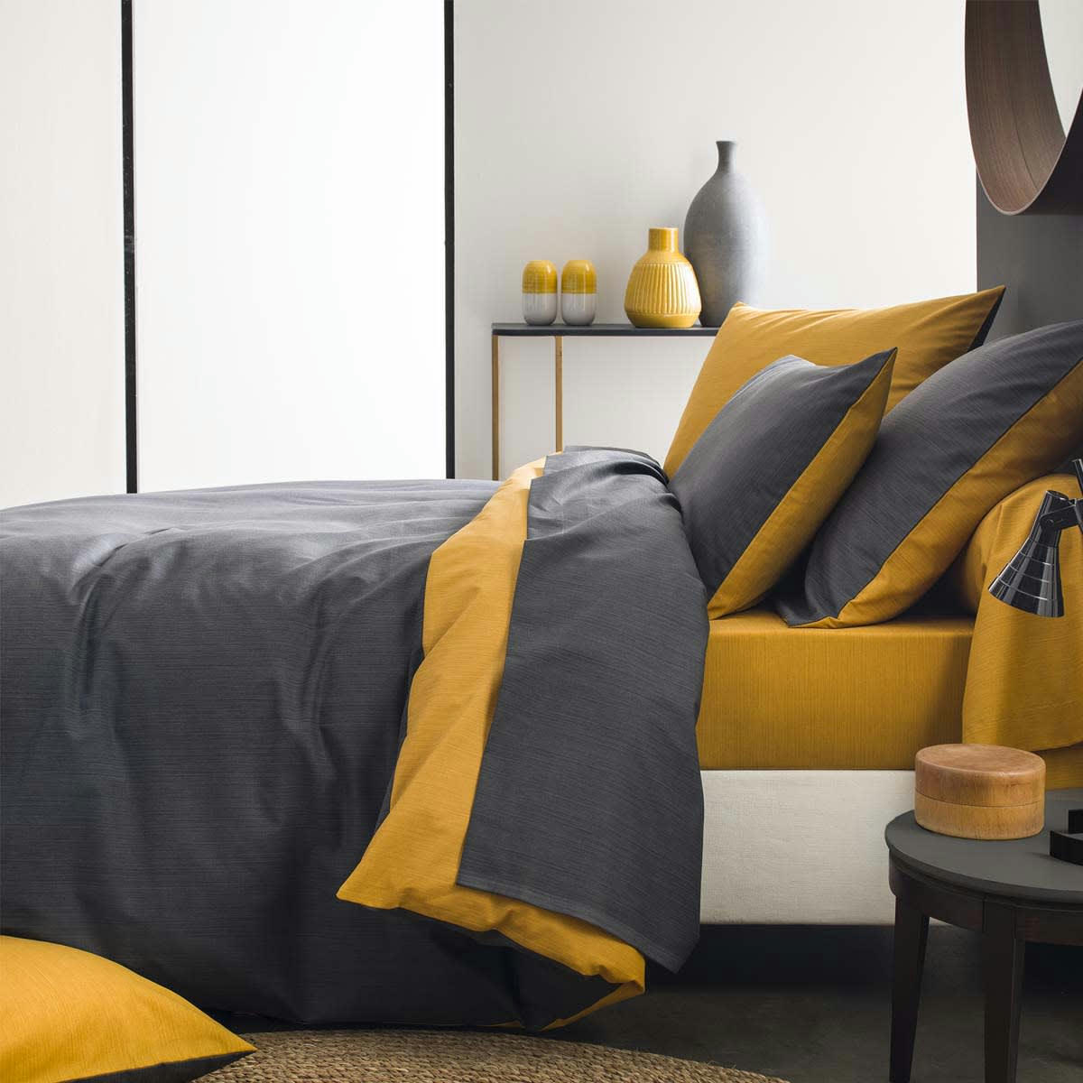 ÉCORCE - Taie d'oreiller bicolore en bambou  bicolore 63 x 63