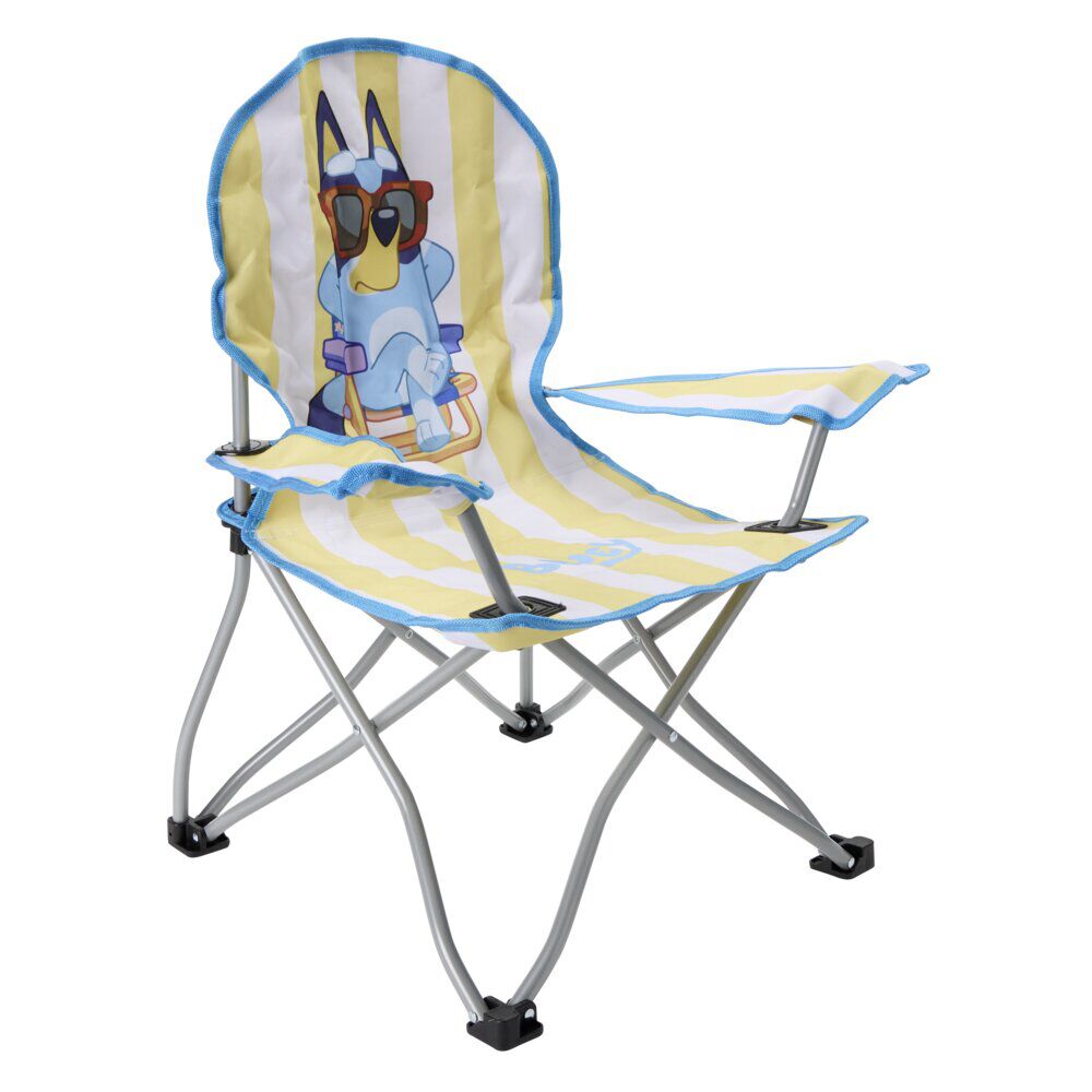 Fauteuil pêcheur enfant pliable Bluey métal et polyester jaune 59x39xH62cm
