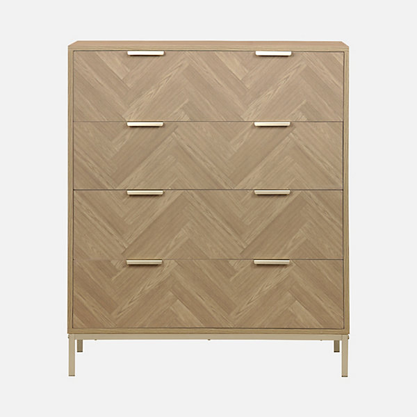 Commode Budapest. quatre tiroirs. décor chevrons L 80 x l 40 x H 95cm