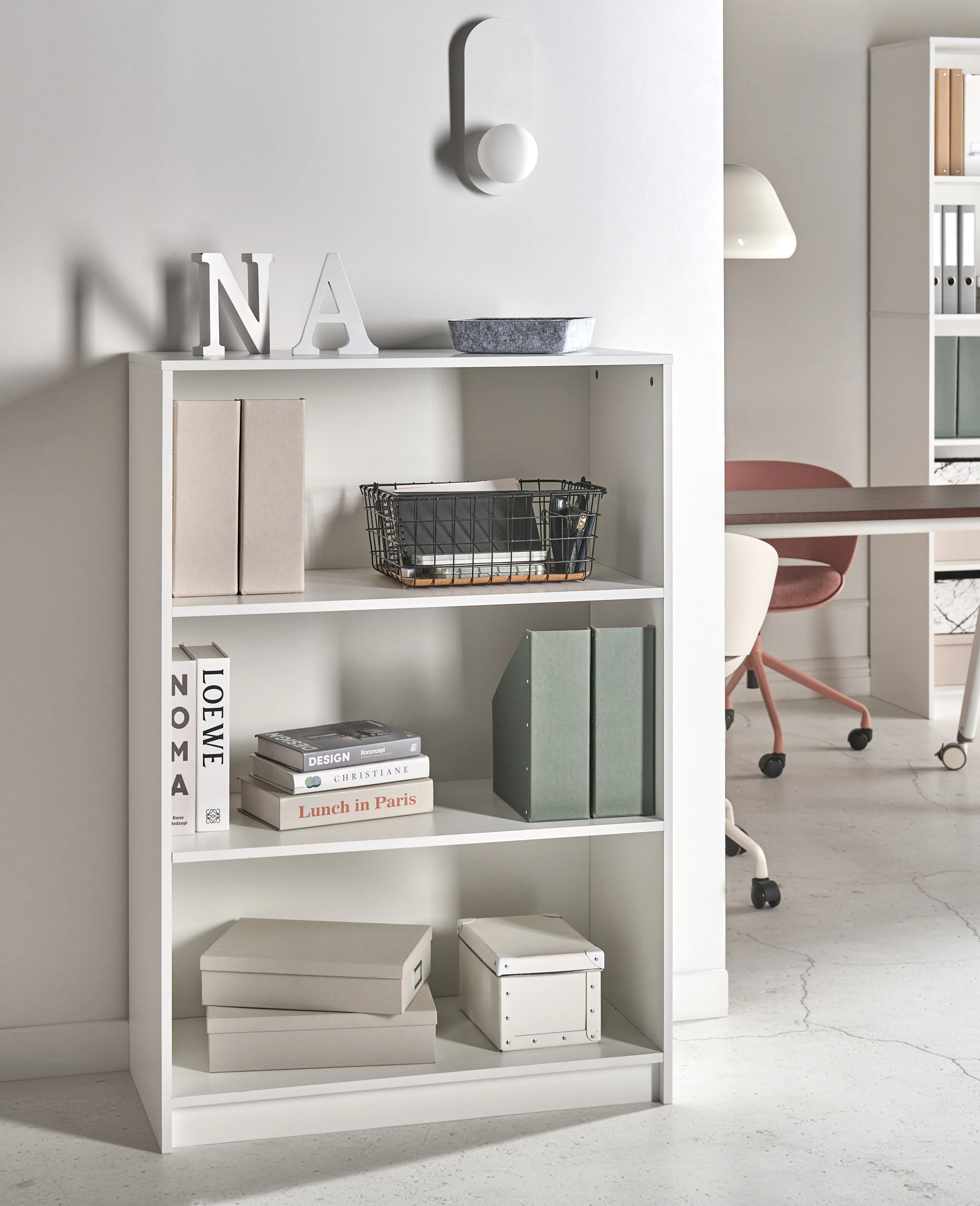 3 Tier Bookcase ZEHNA 117 cm White