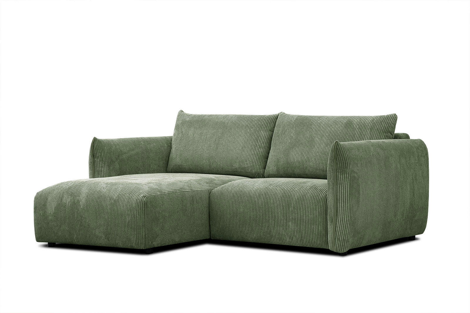 TAUER - Canapé d'angle gauche 3 places tissu vert