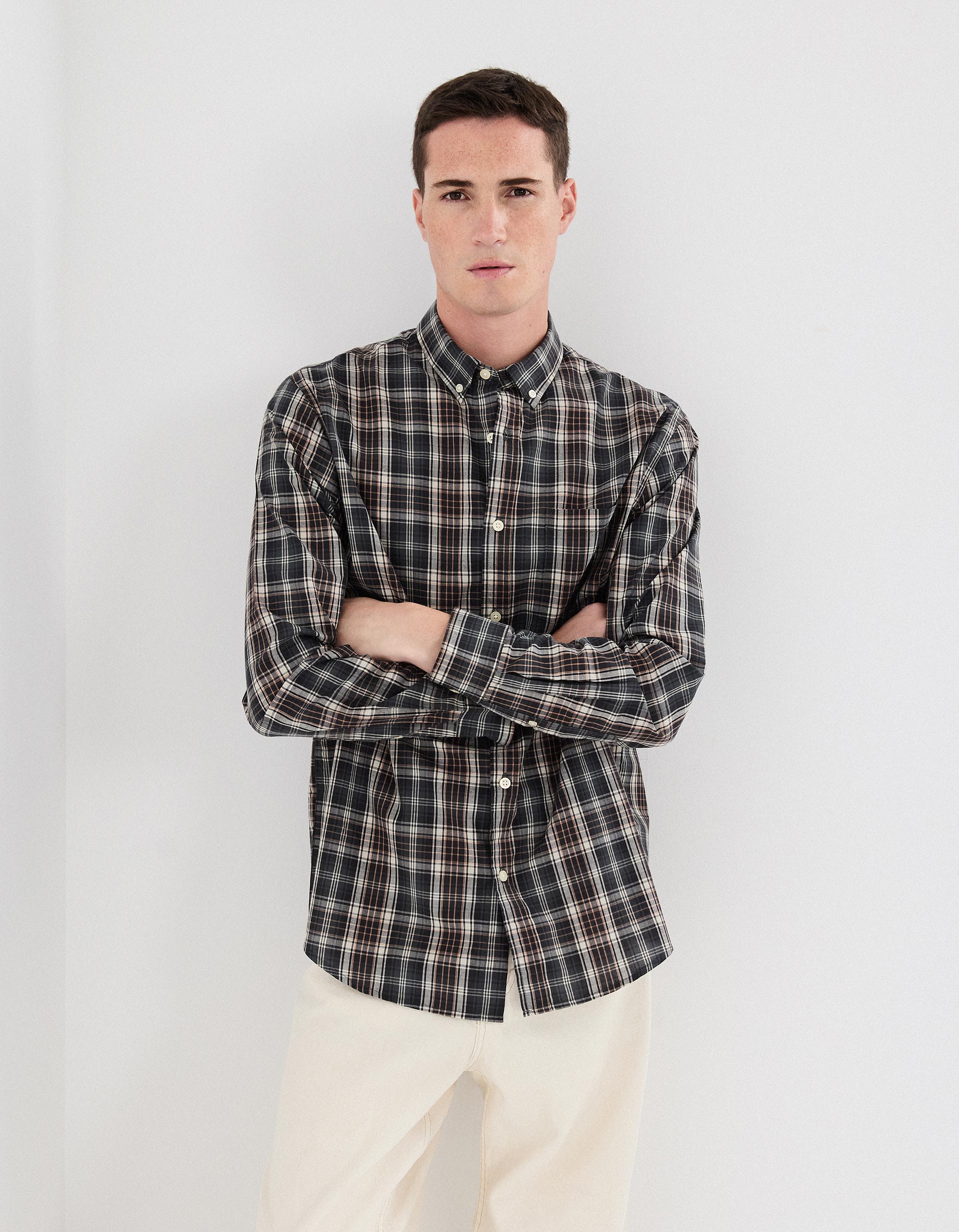 Camisa de Xadrez, Homem, Castanho Escuro