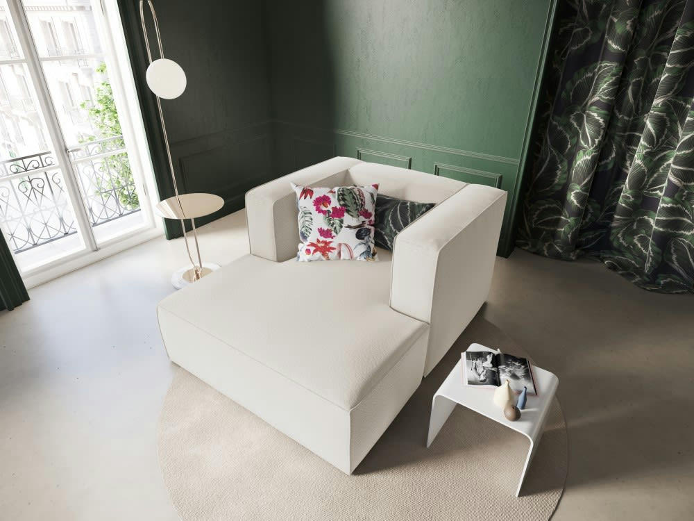 MUSE - Méridienne 1 place en tissu structuré beige