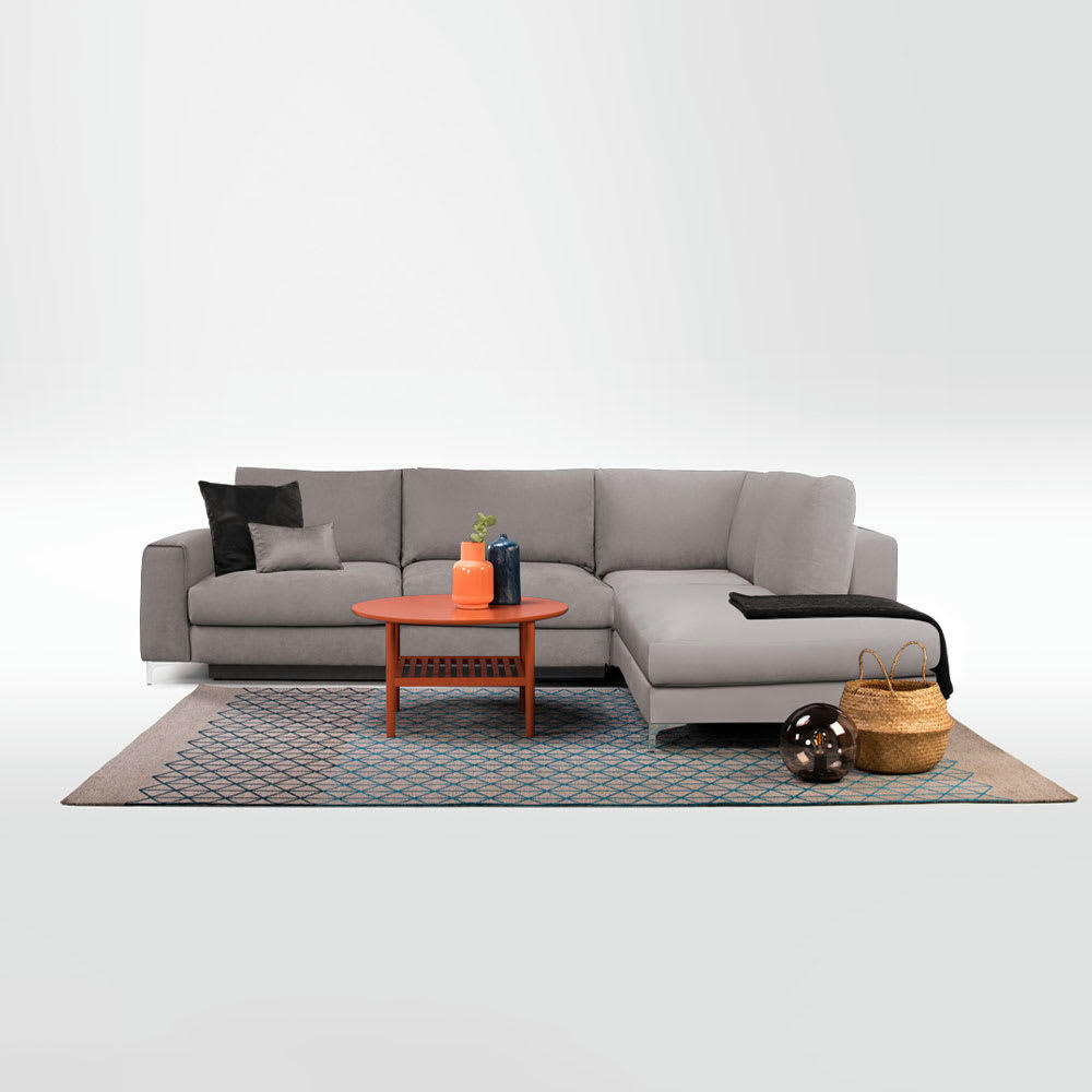 FIESOLE - Canapé 4 places velours angle droit gris clair