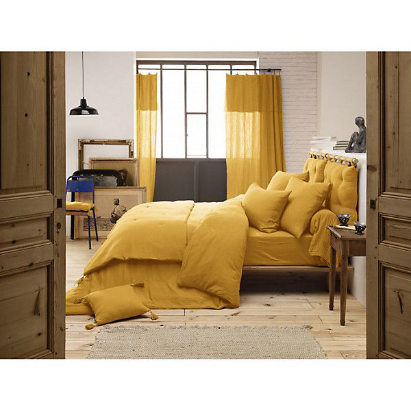 Drap plat Gaïa L'EFFET PAPILLON double gaze coton 270x300 Jaune