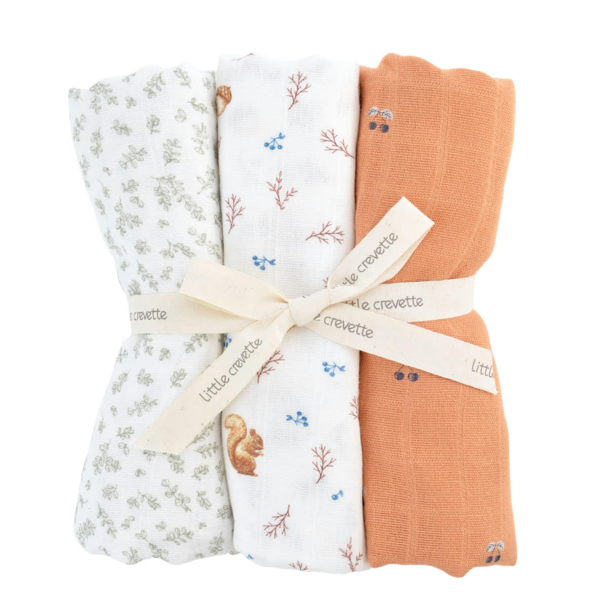 AUTOMNE - Lot de 3 langes coton bio 60x60 cm