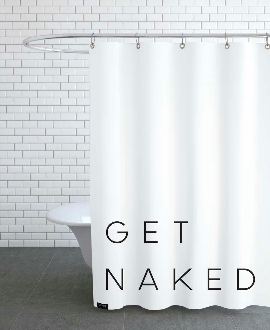GET NAKED II - Rideau de douche en polyester en blanc & noir 150x200