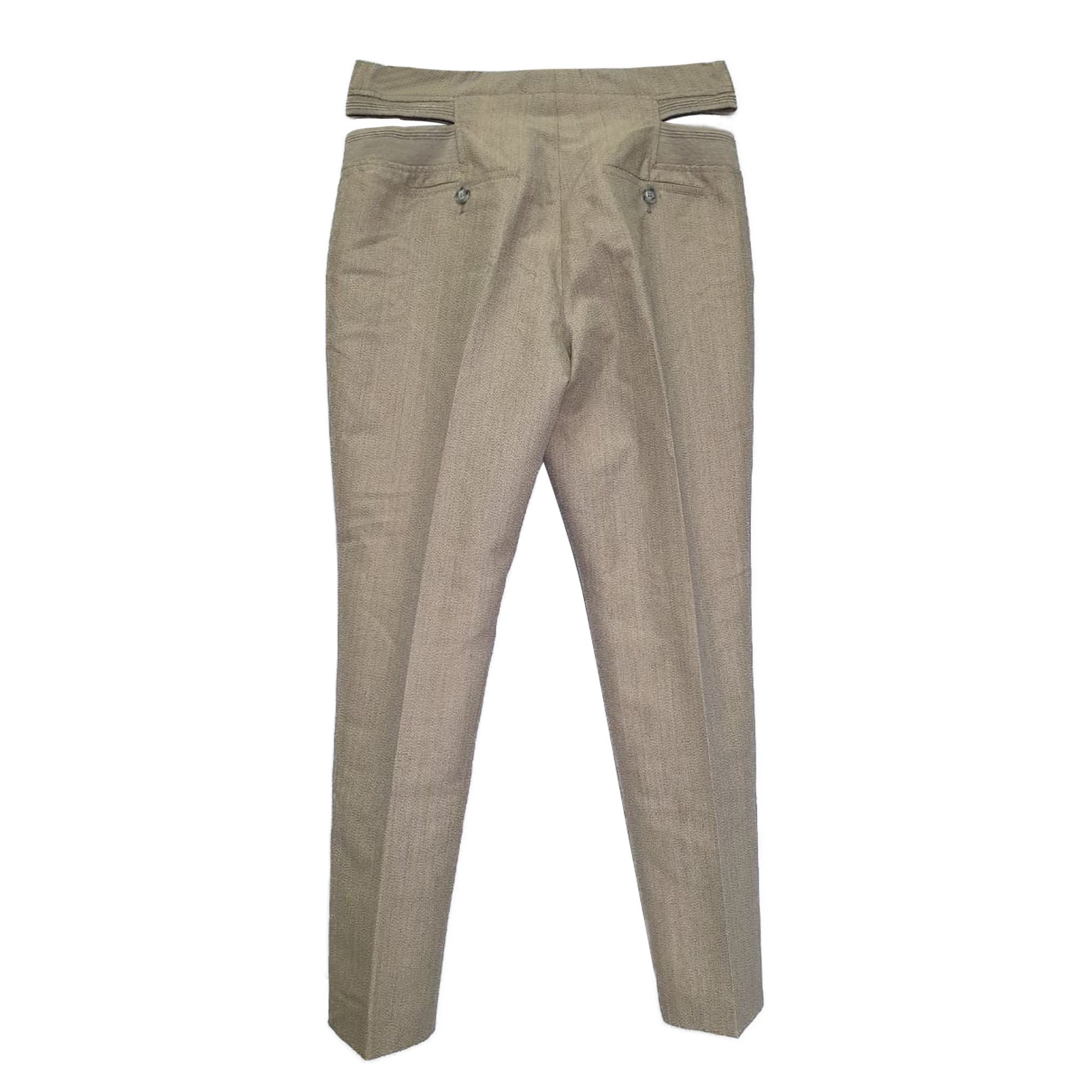 Burberry Preloved Trousers in Beige Virgin Wool