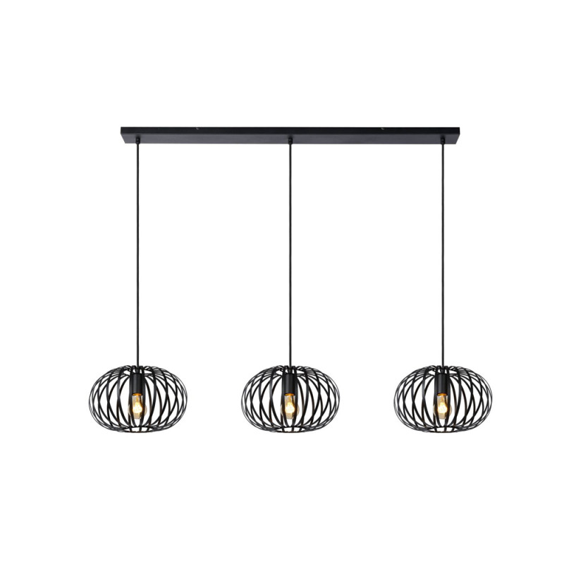 Suspension Manuela noir E27 3 x 40 W LUCIDE