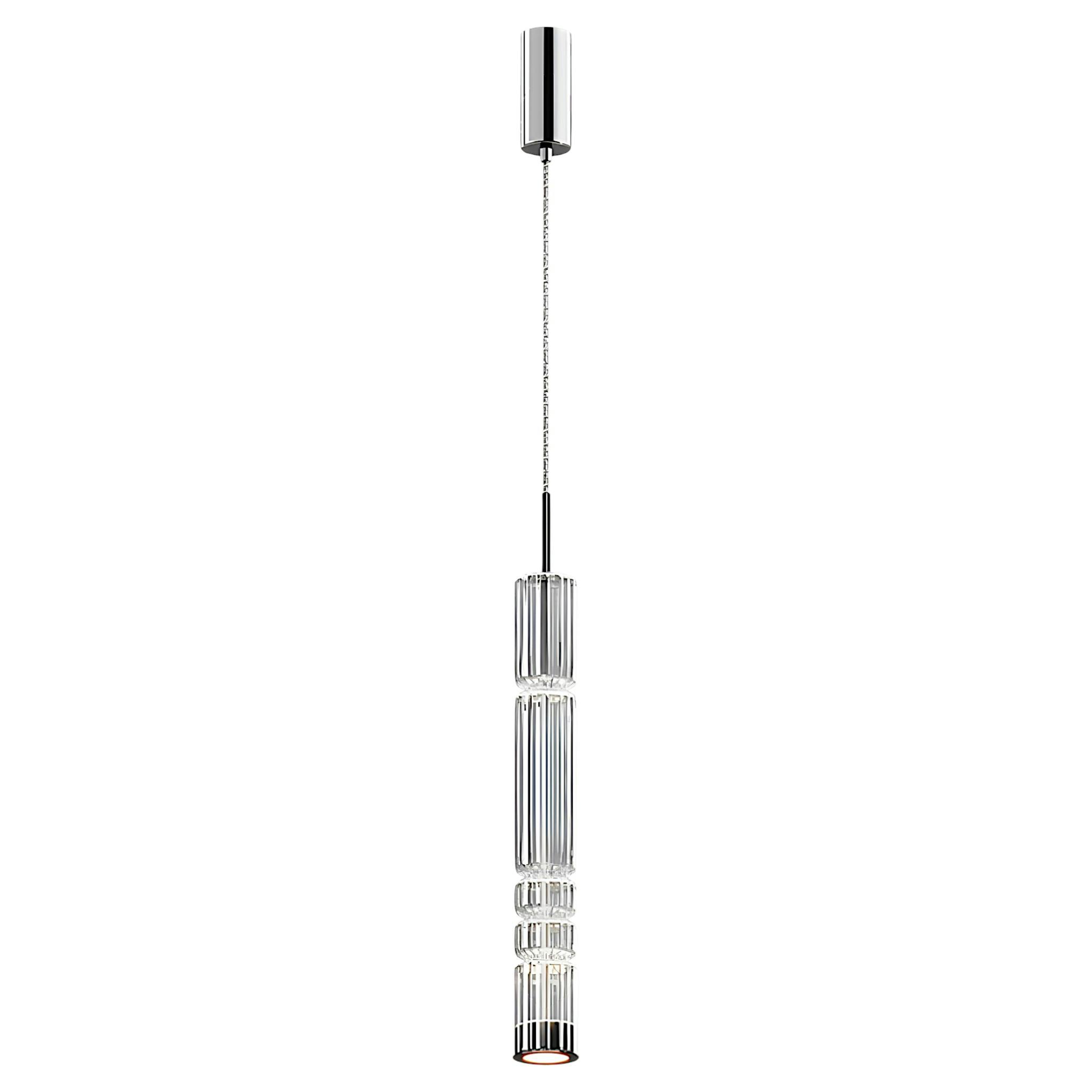 Suspension design LED – abat‑jour verre taillé SOLANA