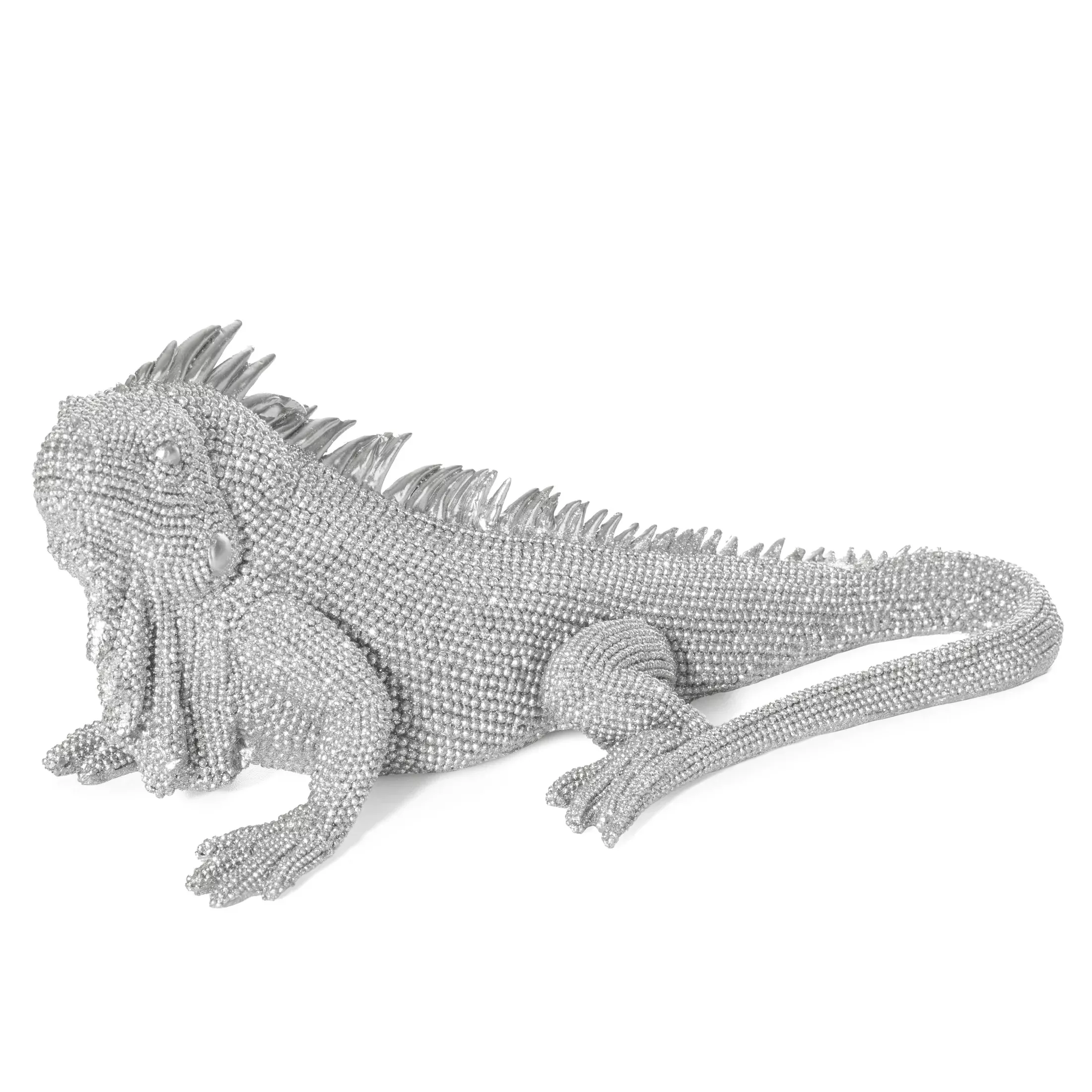 Figurka srebrna iguanao drobnym strukturalnym wzorze 31x15x12 cm ELDO 1