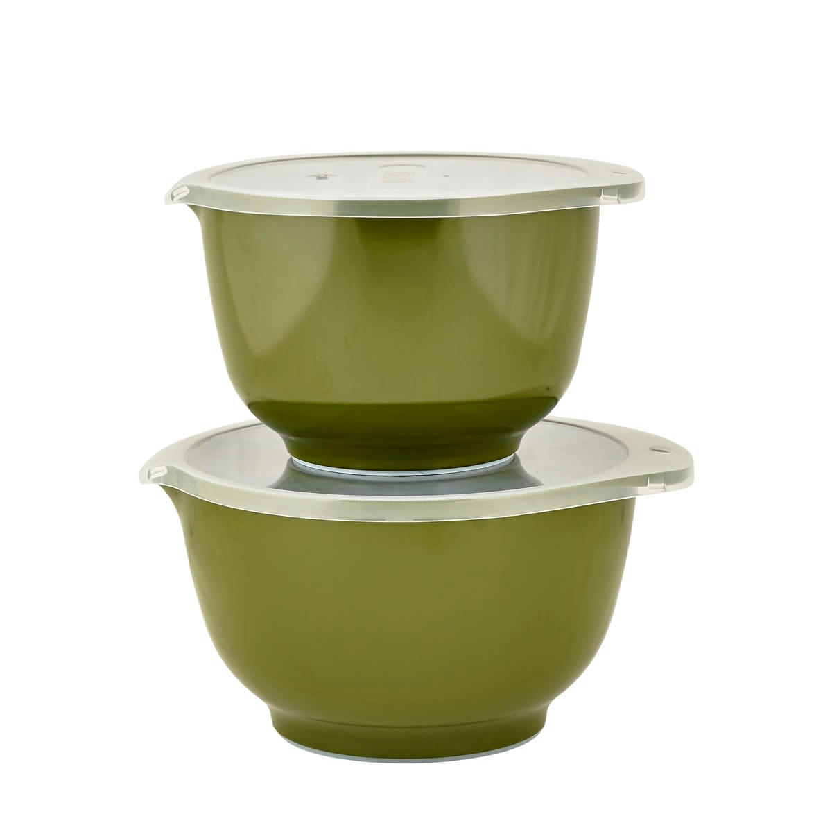 MARGRETHE - Ensemble saladiers en plastique vert olive - Lot de 2