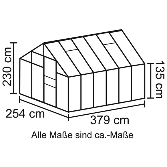 Gewächshaus »Merkur«, 9,9 m², Aluminium/ESG Glas, winterfest