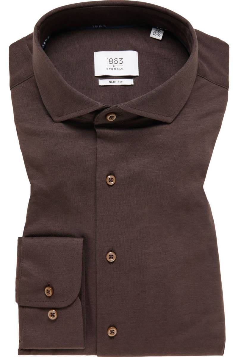 ETERNA 1863 Slim Fit Jerseyhemd beige-braun, Einfarbig