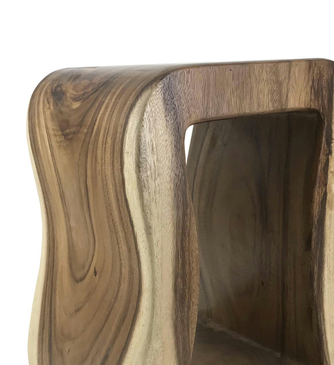 - Tabouret rectangulaire rondin en bois marron