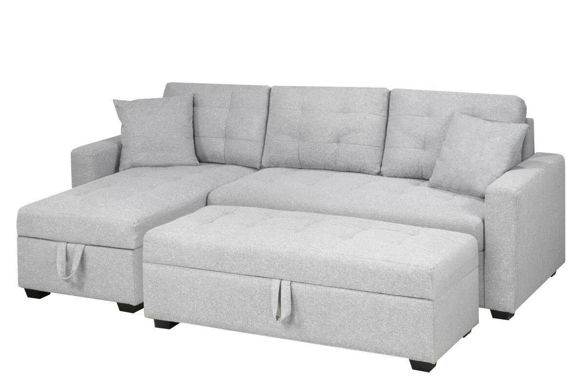 Brassex Amanda Sectional with Ottoman, Grey