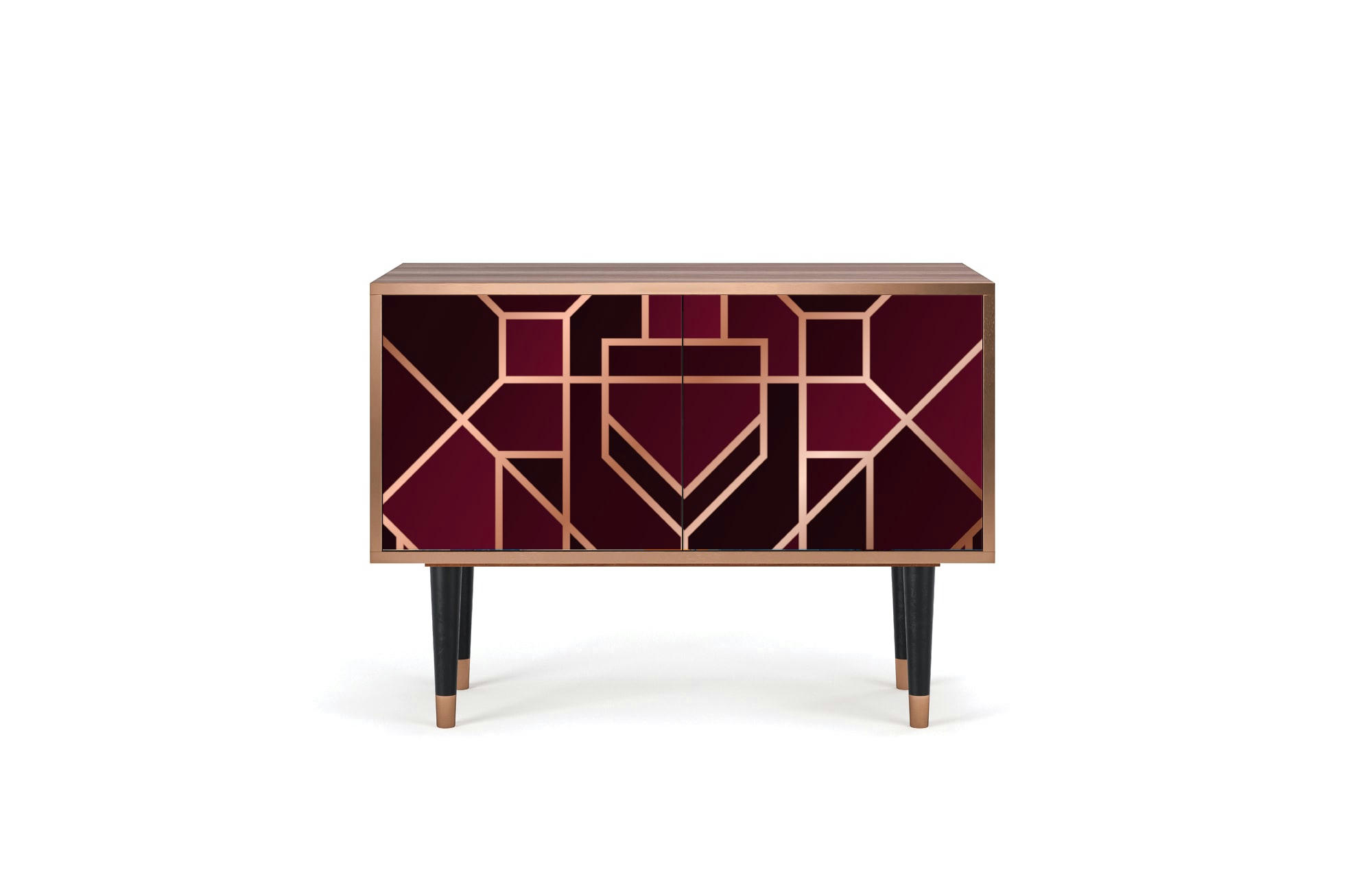 BURGUNDY JEWELERY - Buffet bas  bordeaux 2 portes L 94 cm