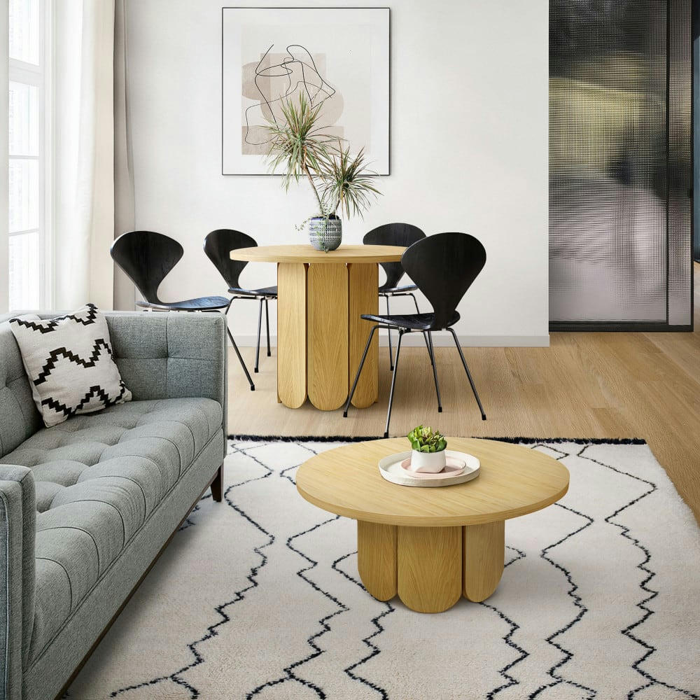 SOFT - Table à manger ronde en bois D100cm bois clair