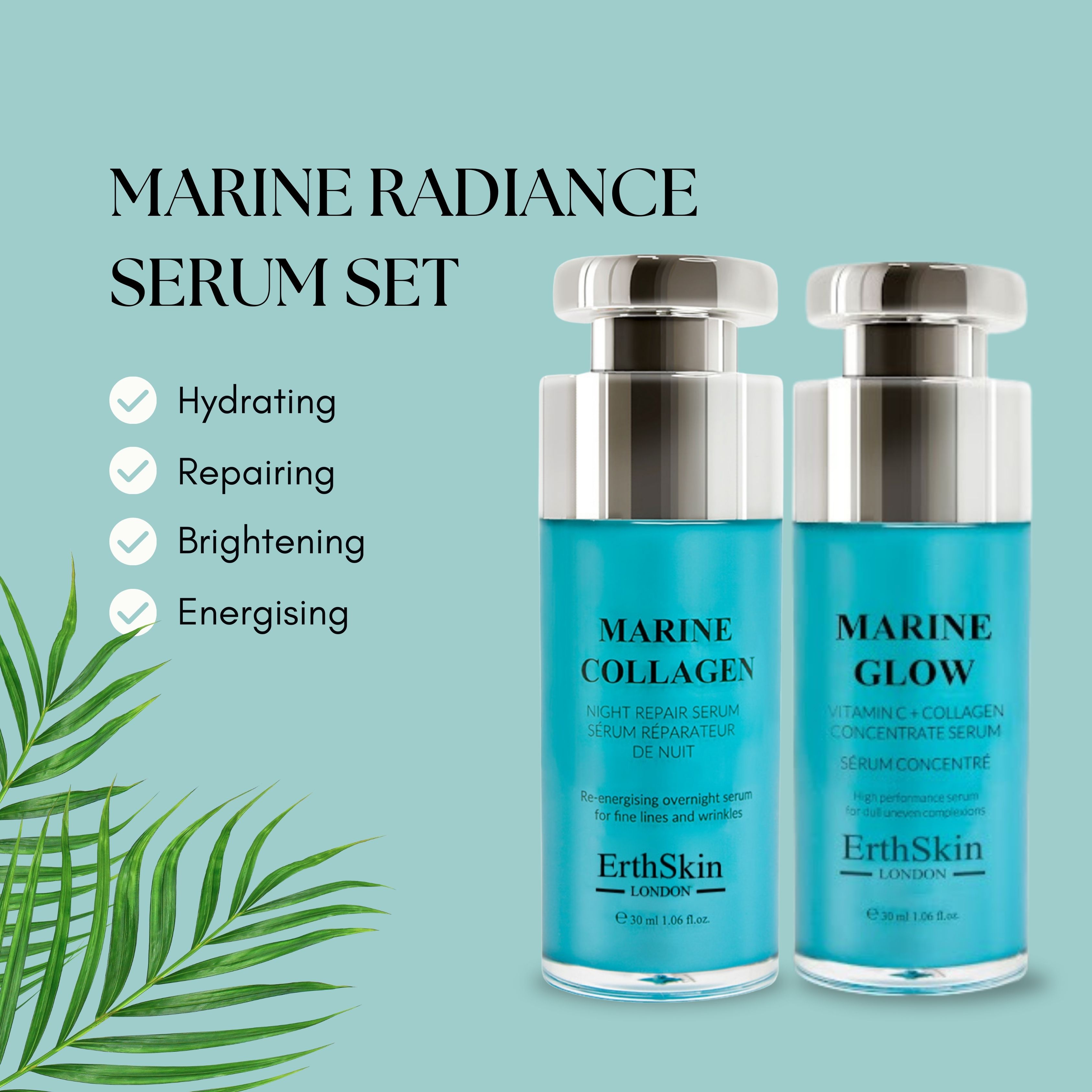 Erth Skin London Anti-Aging Marine Set: Night Serum 30ml   Vitamin C Serum 30ml
