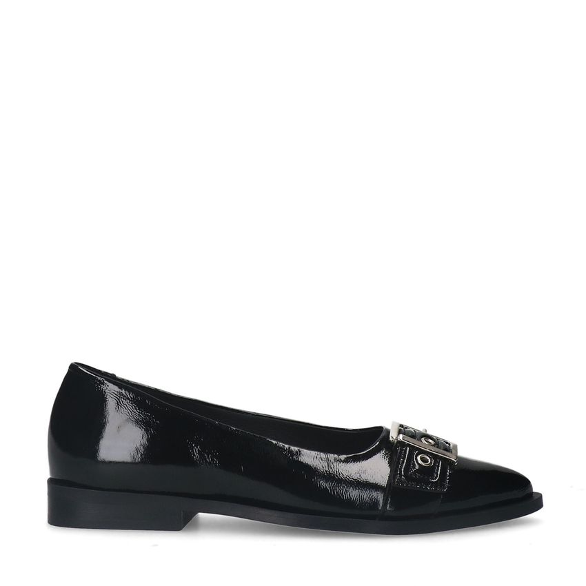 Manfield Zwarte lakleren loafers