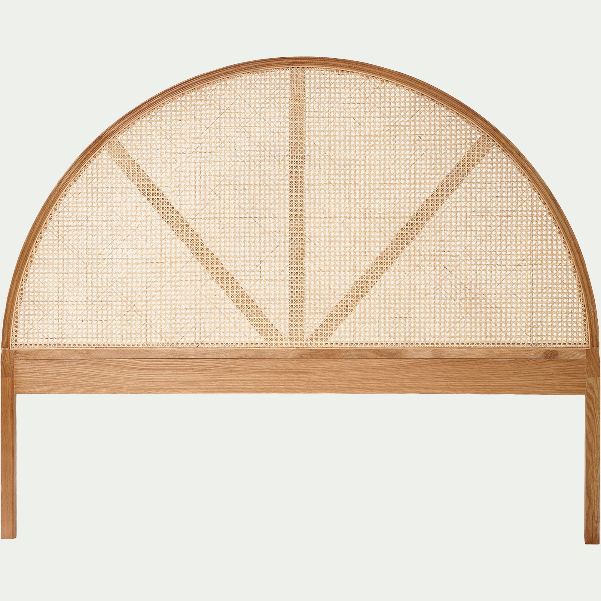 ABELLE - Tête de lit ronde en chêne et rotin L170cm - bois clair