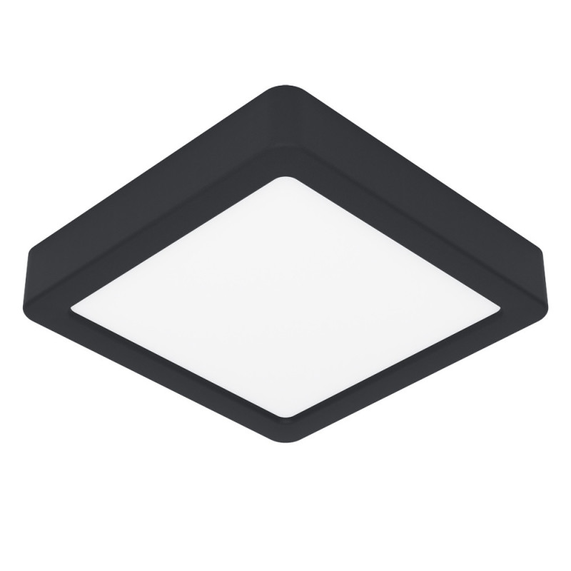 Plafonnier LED Fueva 5 noir 16 x 16 cm blanc chaud 1350 lm 11 W EGLO
