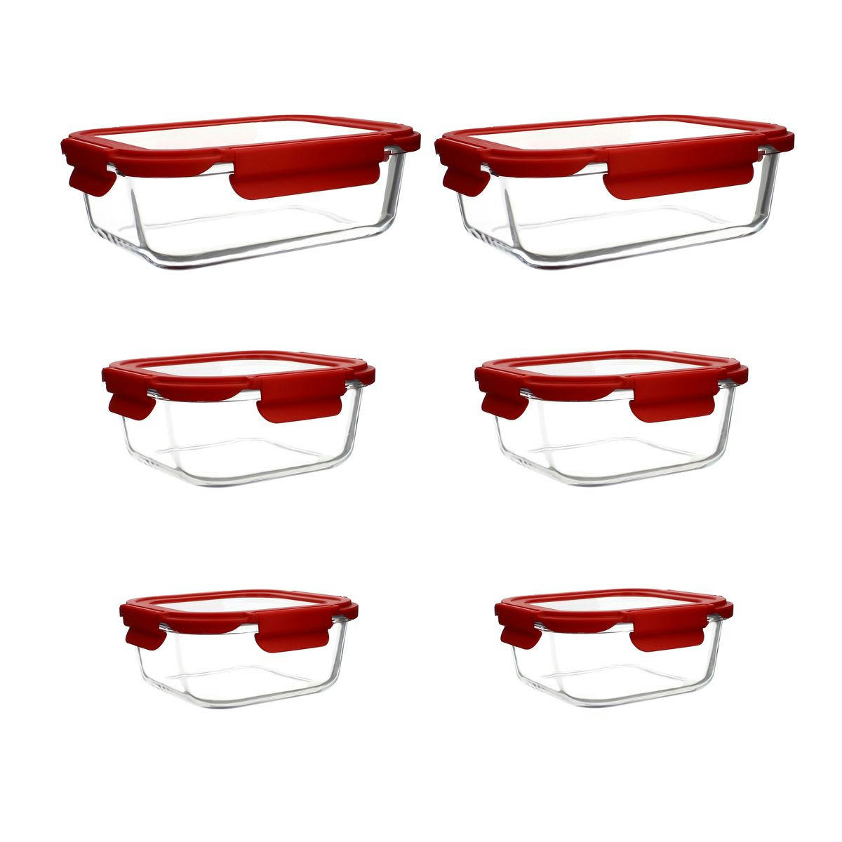 CRISTAL - Set de 6 boîtes hermétiques carrées en verre